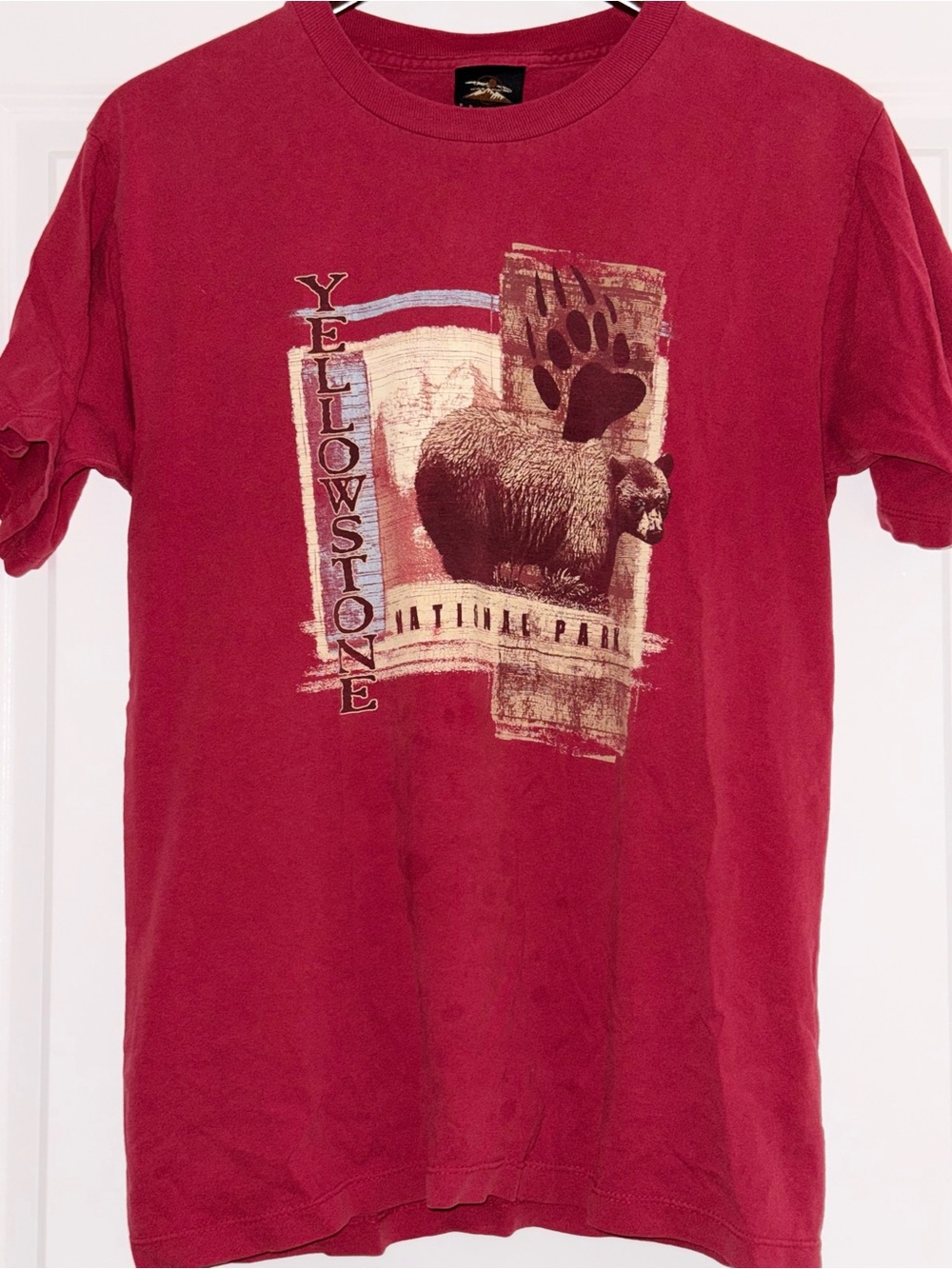 Prairie Mountain Yellowstone National Park Mens Medium Red Bear Vintage T Shirt